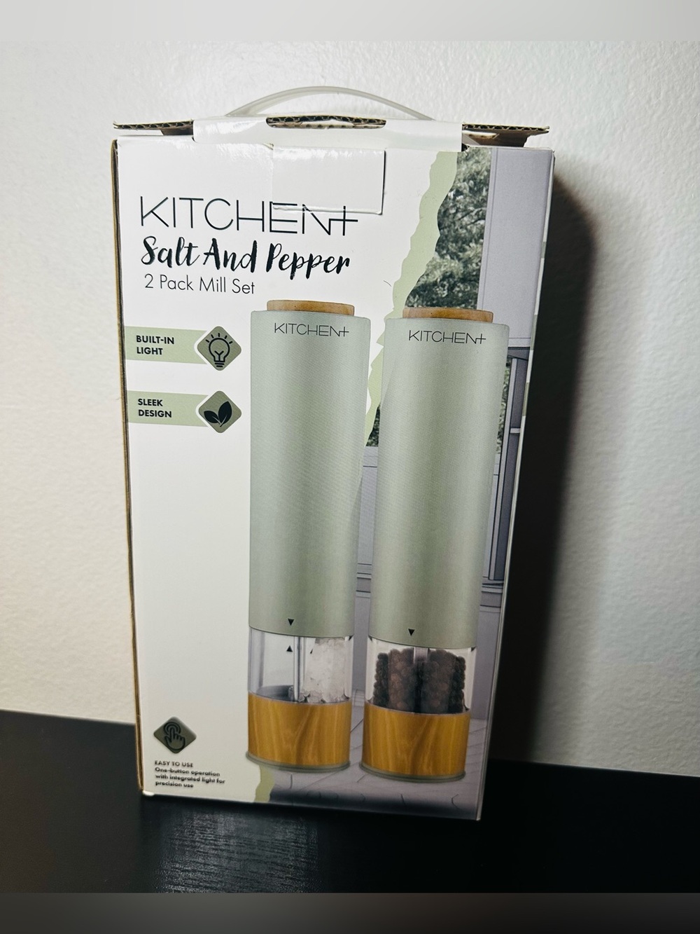 Sage Green Electric Salt & Pepper Mill Set - 2 Pack